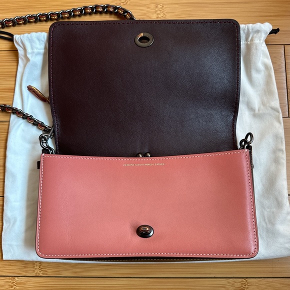 Coach Dinky in Pewter/Melon Bordeaux Colorblock Crossbody - Picture 5 of 9